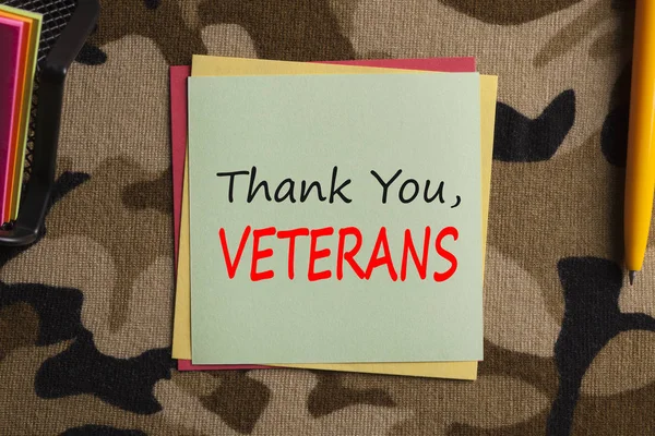 Thank You Veterans written on note