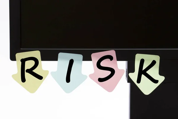 Napisane na kolor naklejki koncepcja ryzyka — Zdjęcie stockowe