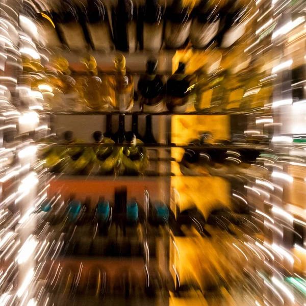 Wine bottles in restaurant glass fridge — Stock Photo, Image