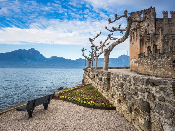 Torri del Benaco castle on Garda Lake ストック写真