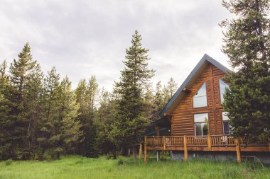 Rustic mountain log cabin clipart