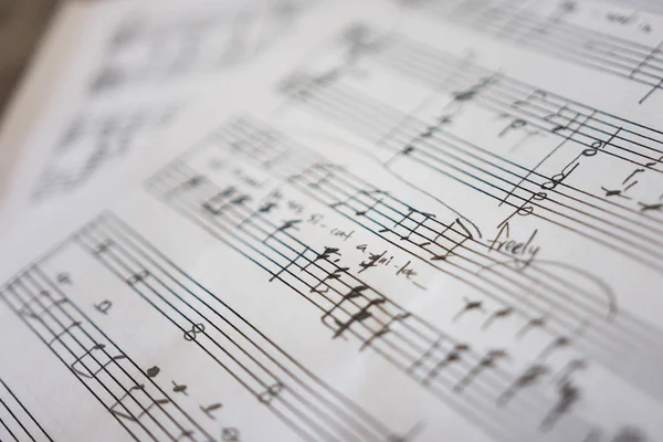 Temiz beyaz kağıda elle yazılmış notalar.