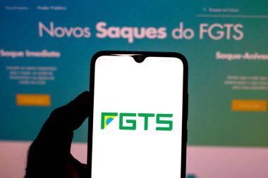 5 Aralık 2019, Brezilya. Bu resimde Fgts (Fundo de Garantia do Tempo de Serviço) logosu akıllı telefondan gösterilir.