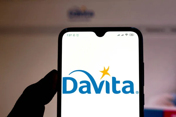 December 5, 2019, Brazil. In this photo illustration the DaVita logo is displayed on a smartphone — Stock Photo, Image