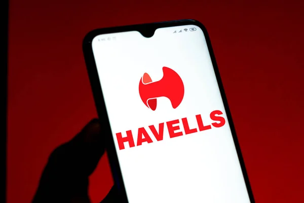 5 de dezembro de 2019, Brasil. Nesta foto ilustração o logotipo Havells Índia Limited é exibido em um smartphone — Fotografia de Stock