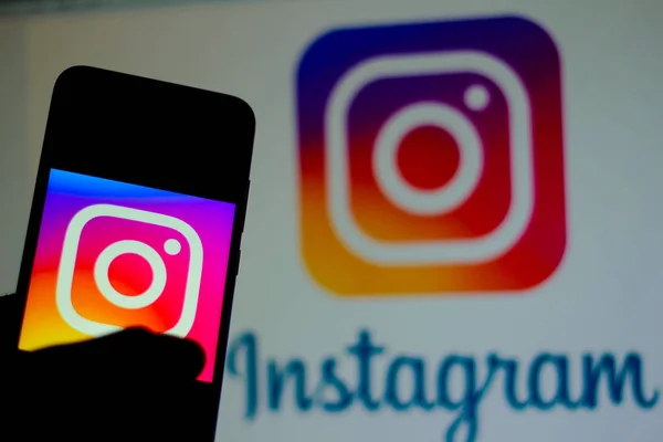 December 11, 2019. In this photo illustration the Instagram logo is seen displayed on a smartphone — Stock Photo, Image