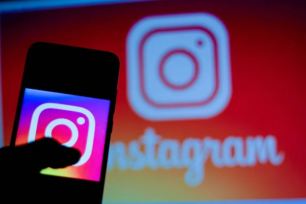 December 11, 2019. In this photo illustration the Instagram logo is seen displayed on a smartphone — Stock Photo, Image