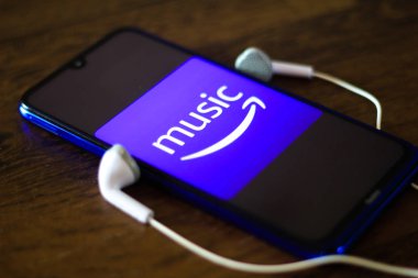 30 Aralık 2019, Brezilya. Bu resimde Amazon Müzik logosu akıllı bir telefondan gösteriliyor.