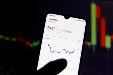 Bu resimde Euronext 'in (Enx) borsa verileri akıllı telefondan izlenmektedir.