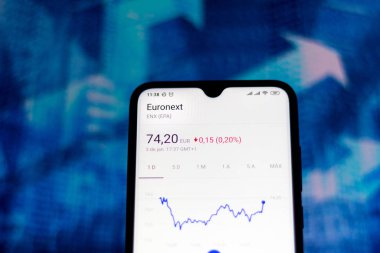 Bu resimde Euronext 'in (Enx) borsa verileri akıllı telefondan izlenmektedir.
