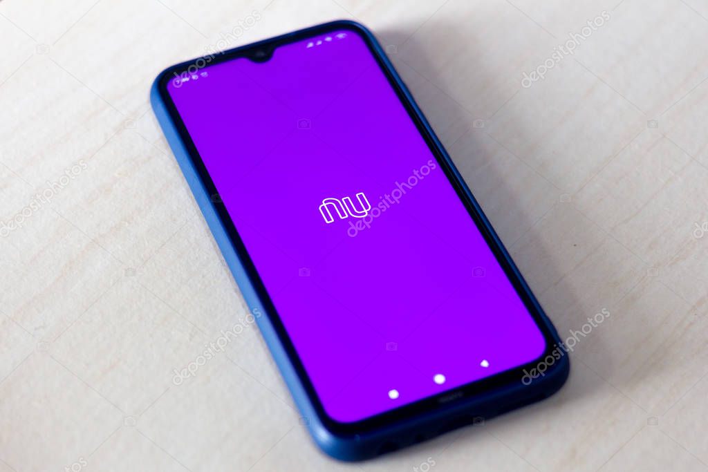 January 14, 2020, Brazil. In this photo illustration the Nubank logo app is seen displayed on a smartphone.