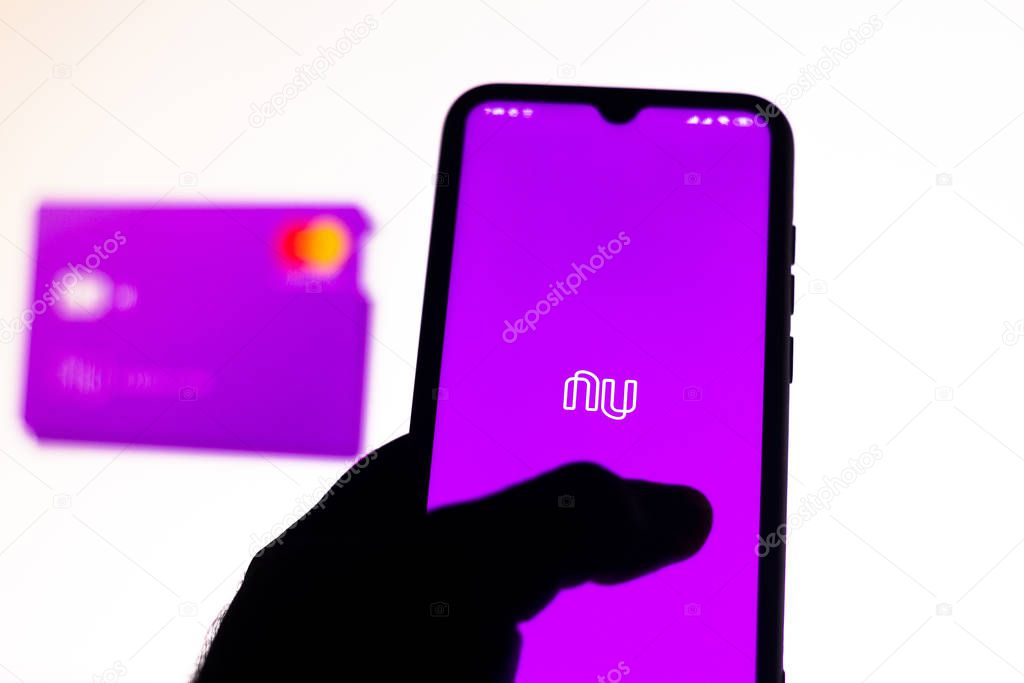 January 14, 2020, Brazil. In this photo illustration the Nubank logo app is seen displayed on a smartphone.