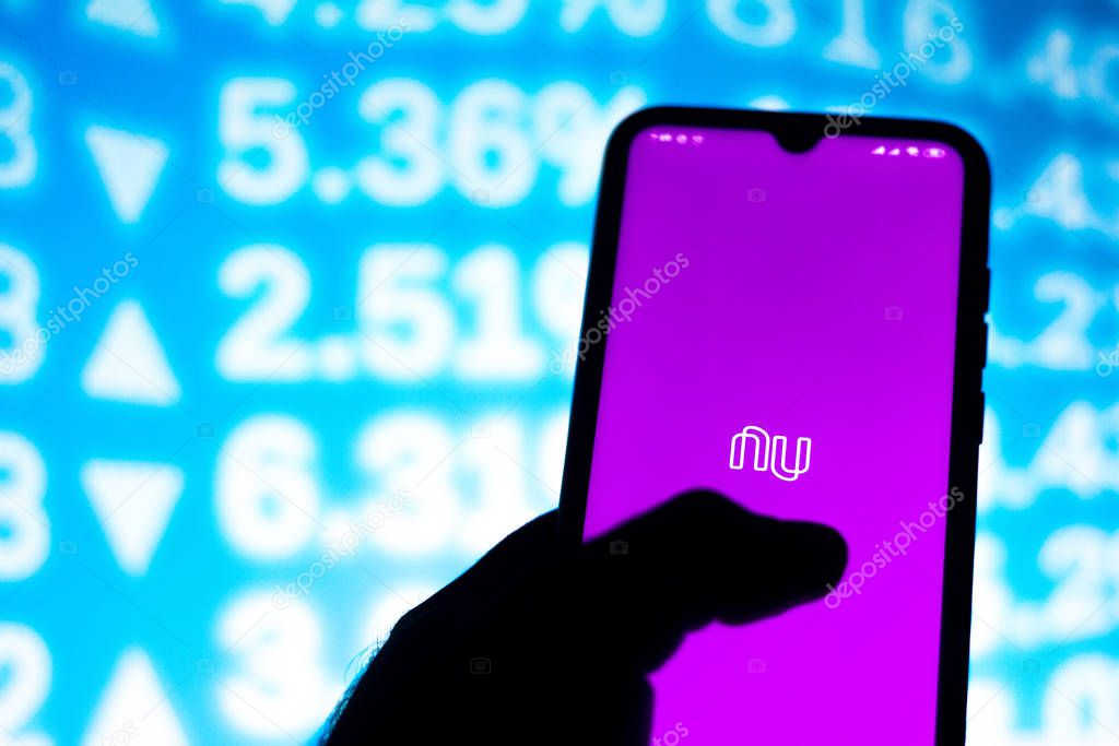 January 14, 2020, Brazil. In this photo illustration the Nubank logo app is seen displayed on a smartphone.