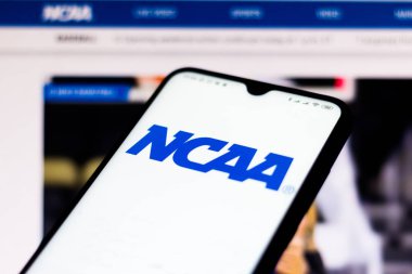 15 Şubat 2020, Brezilya. Bu resimde Ulusal Üniversite Atletizm Derneği (Ncaa) web sitesi akıllı telefondan gösteriliyor
