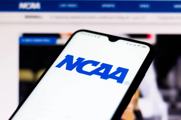 February 15, 2020, Brazil. In this photo illustration the National Collegiate Athletic Association (NCAA) website seen displayed on a smartphone — Stock Photo, Image