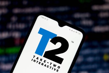 18 Şubat 2020, Brezilya. Bu resimde Take-Two Interactive yazılım logosu bir akıllı telefondan görüntülenir