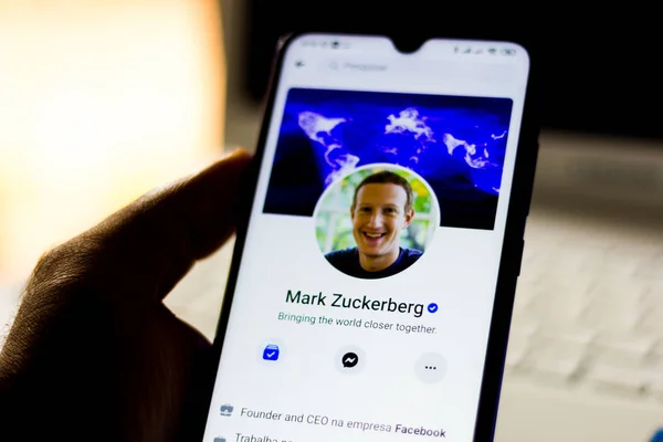 February 2020 Brazil Photo Illustration Profile Facebook Founder Mark Zuckerberg — Stock Photo, Image