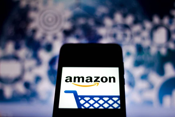 Февраля 2020 Года Бразилия Этой Фотографии Логотип Amazon Отображается Смартфоне — стоковое фото