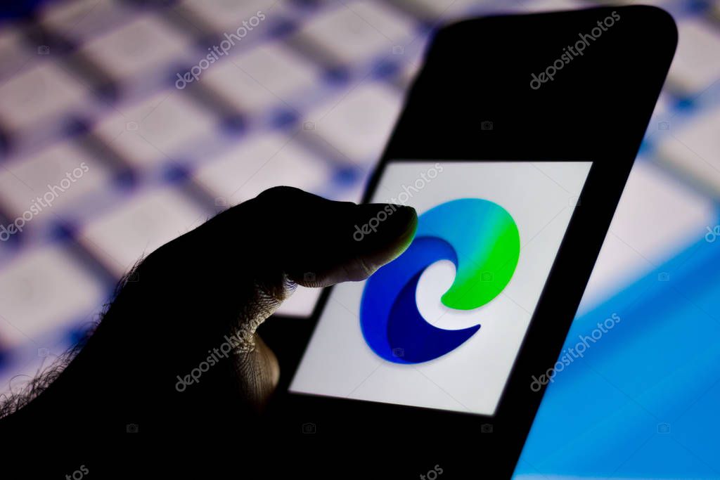 February 24, 2020, Brazil. In this photo illustration a Microsoft Edge logo seen displayed on a smartphone.