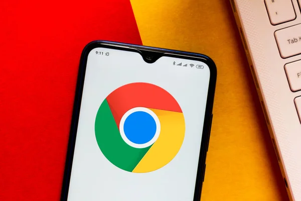 Marca 2020 Brazylia Tym Zdjęciu Logo Google Chrome Jest Wyświetlane — Zdjęcie stockowe