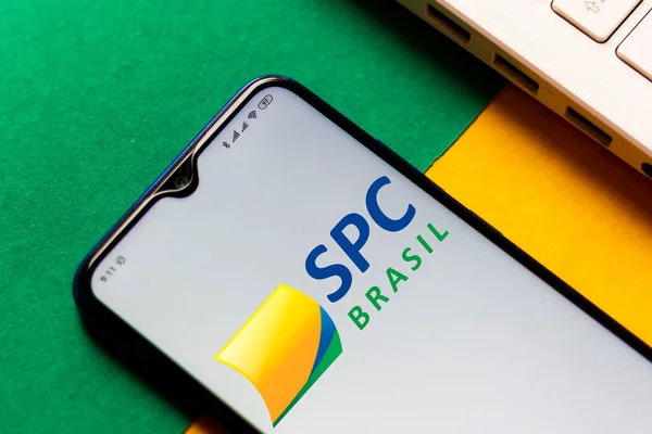 Mart 2020 Brezilya Resimde Spc Brasil Logosu Akıllı Telefondan Gösteriliyor — Stok fotoğraf