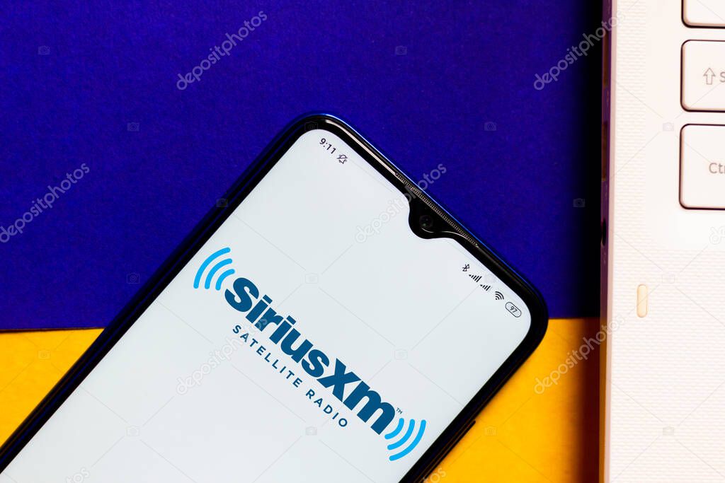 March 28, 2020, Brazil. In this photo illustration the Sirius XM Holdings logo is displayed on a smartphone.