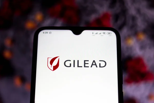 Března 2020 Brazílie Této Fotografii Zobrazeno Logo Gilead Sciences Chytrém — Stock fotografie