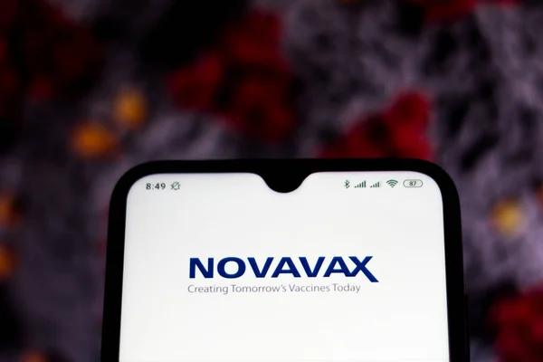 Března 2020 Brazílie Této Fotografii Zobrazeno Logo Novavax Chytrém Telefonu — Stock fotografie