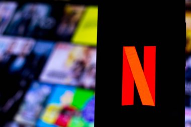 April 3, 2020, Brazil. In this photo illustration a Netflix logo seen displayed on a smartphone. clipart