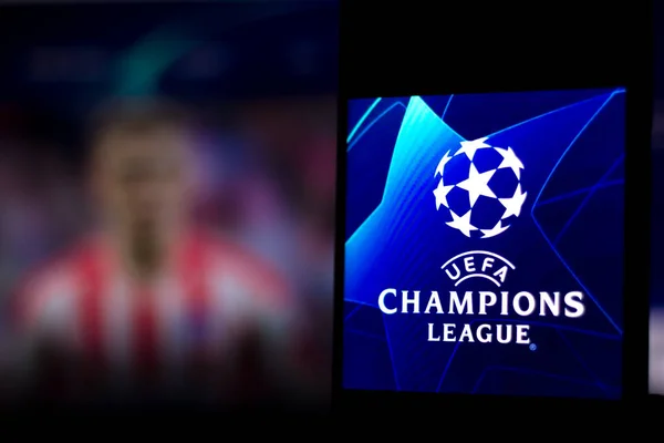 April 2020 Brazil Photo Illustration Uefa Champions League Logo Seen — Stock Photo, Image