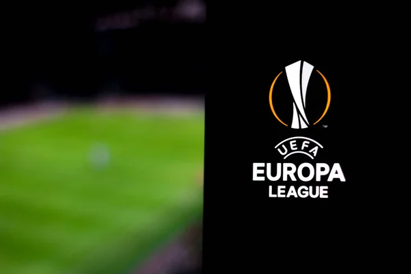 April 2020 Brazil Photo Illustration Uefa Europa League Logo Seen — Stock Photo, Image