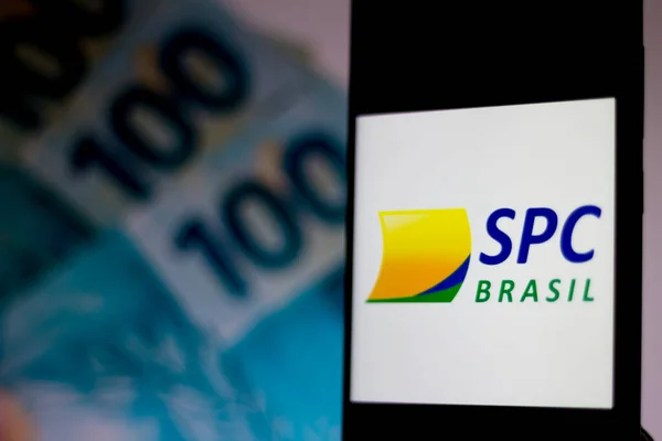 Abril 2020 Brasil Nesta Foto Ilustração Logotipo Spc Brasil Visto — Fotografia de Stock