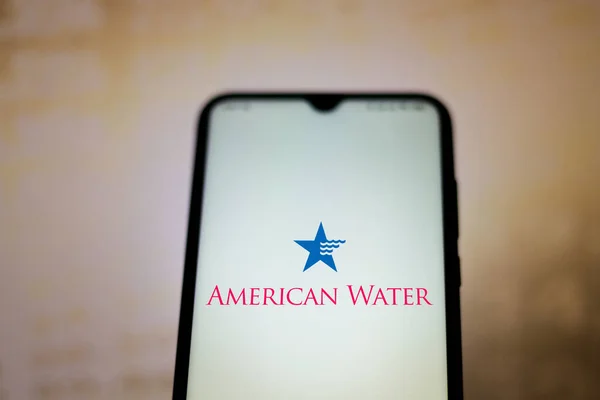 Mayo 2020 Brasil Esta Foto Ilustración Logotipo American Water Works — Foto de Stock