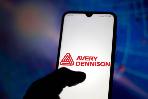 Mayıs 2020 Brezilya Resimde Avery Dennison Şirketi Nin Logosu Bir — Stok fotoğraf