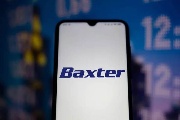 Maja 2020 Brazylia Tym Zdjęciu Logo Baxter International Wyświetlane Smartfonie — Zdjęcie stockowe