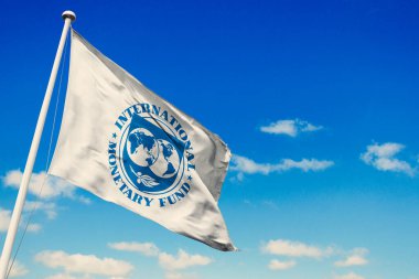May 12, 2020, Brazil. In this photo illustration the International Monetary Fund (IMF) soon appears on a flag. clipart