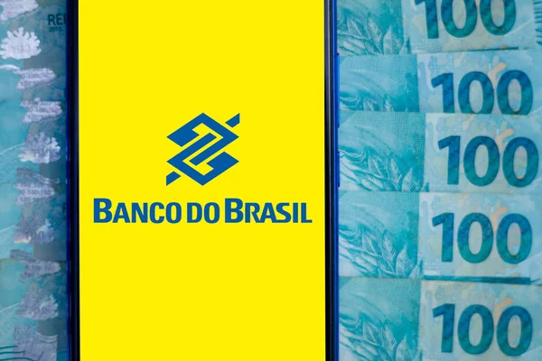 Května 2020 Brazílie Této Fotografii Logo Brazilské Banky Zobrazeno Chytrém — Stock fotografie