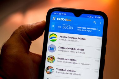 22 Mayıs 2020, Brezilya. Bu resimde Caixa Tem uygulaması bir akıllı telefonda görüntülendi.