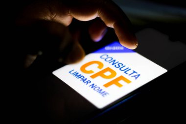 25 Mayıs 2020, Brezilya. Bu resimde CPF Limpa Nome logosu akıllı telefondan gösteriliyor.