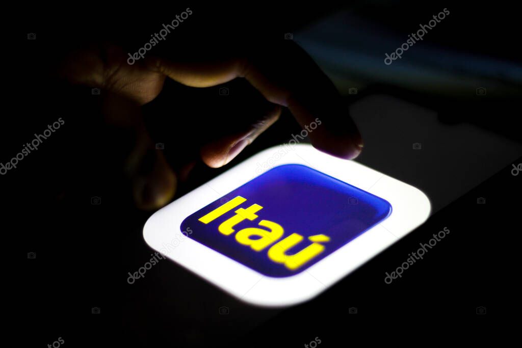 May 25, 2020, Brazil. In this photo illustration the Banco Itau logo seen displayed on a smartphone.