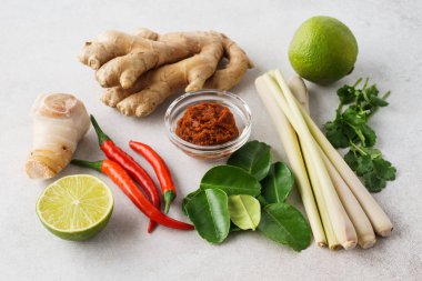 Tom Yum çorbasının temel bileşenleri..