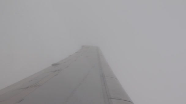 Het uitzicht vanuit het raam van het vliegtuig in de wolk. — Stockvideo