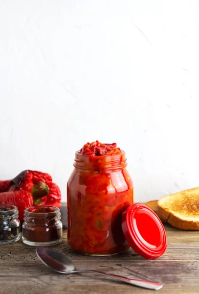 Ajvar, a delicious baked red pepper dish — Stock Photo, Image