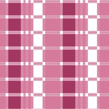 Vektör pembe, beyaz ve kırmızı tartan, ekosesiz