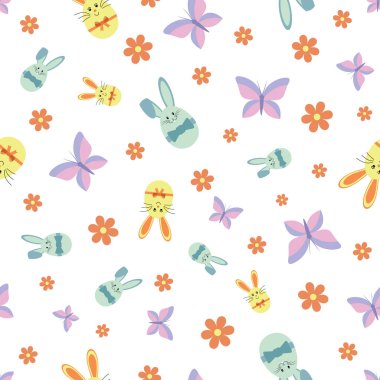 Şirin yumurta tavşancıkları ve güzel çiçekleri var.