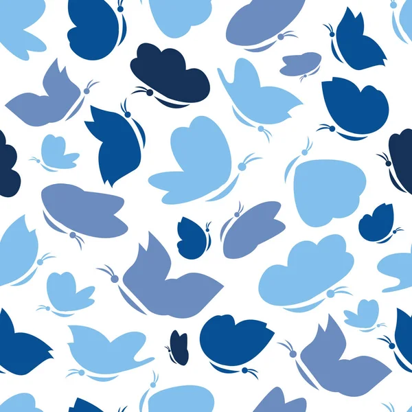 Vektor Pastell blaue Farbe Schmetterlinge Silhouette — Stockvektor