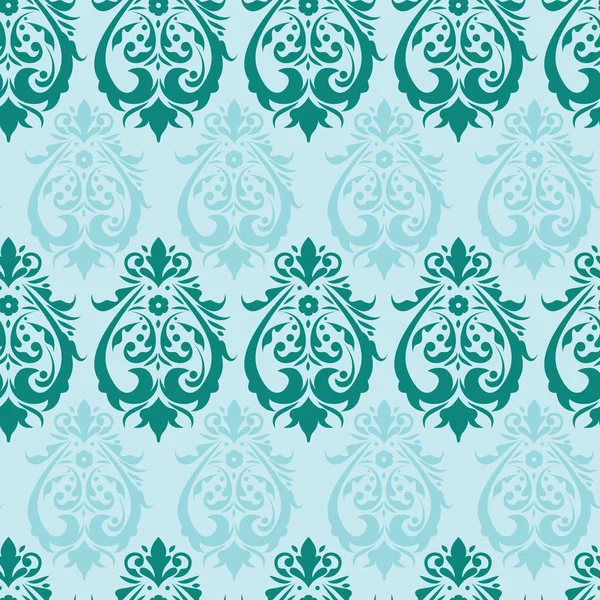 Vektor royal aqua green asiatisch traditionelle Damast nahtlose Muster Hintergrund — Stockvektor