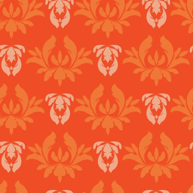 Vector Lush lava and beige damask or paisley seamless pattern background