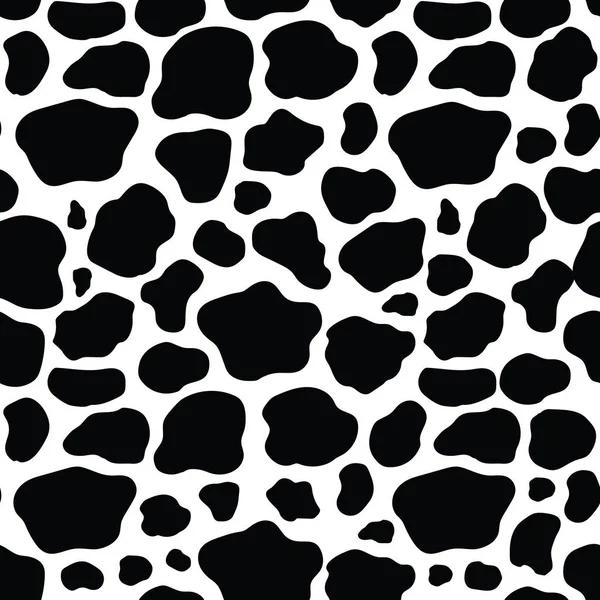 Vector black and white cow texture seamless pattern background — Stock Vector