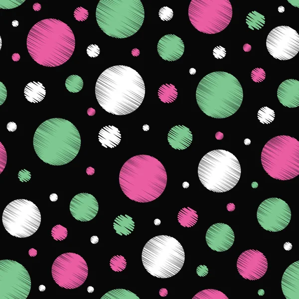 Scribble pastel verde, branco, rosa vetor bolinhas sem costura padrão fundo — Vetor de Stock